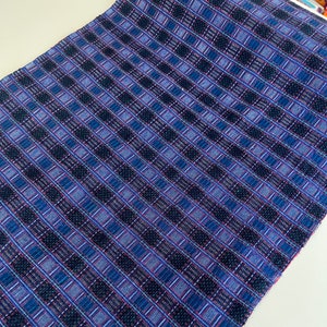 Kaleidoscope Vintage handwoven fabric, twill weave, blue check fabric, costume fabric, furnishing fabric image 4