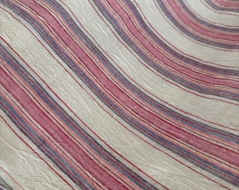 Iris - Vintage stripe cotton fabric, vintage handwoven fabric, Rustic cotton fabric, farmhouse fabric, shabby chic fabric
