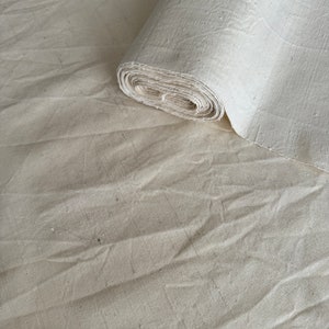 Crema Tessuto di cotone bianco beige vintage, sacco di grano, tessuto tessuto a mano, tessuto pelle di bambola, tessuto di cotone naturale, tessuto di cotone per la tintura immagine 1