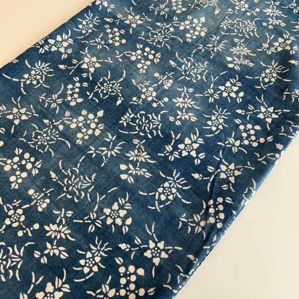 Chinese Vintage Indigo Resist Dyed Fabric /200cm*45cm, boro, Chinese indigo batik, Vintage denim batik, KATAZOME, plant dyed fabric