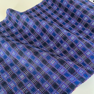 Kaleidoscope Vintage handwoven fabric, twill weave, blue check fabric, costume fabric, furnishing fabric image 5