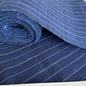 Galaxy - Vintage Handwoven Indigo Dyed Cotton Fabric: Navy Blue Stripe, Boro