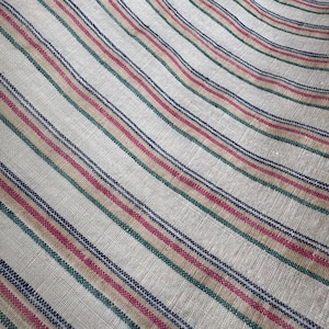 Confetti - Vintage stripe cotton fabric, vintage handwoven fabric, Rustic cotton fabric, farmhouse fabric, shabby chic fabric