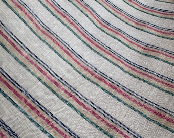Confetti - Vintage Handwoven Stripe Cotton Fabric – Rustic Farmhouse Style