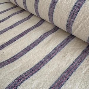 Parallel - Tessuto di cotone a righe blu, tessuto vintage fatto a mano, tessuto rustico di cotone a righe, tessuto per borsa tote, sacco per cereali