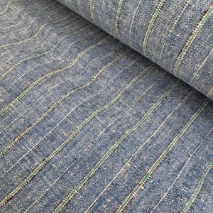 Denim - Blau gestreifter Baumwollstoff, vintage handgewebter Stoff, Kostümstoff, Sashiko-Stoff, Boro Stoff