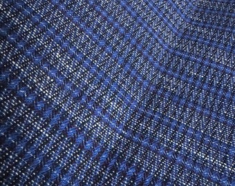 Echo - Vintage Blue Stripe Fabric: Handwoven Homespun Twill