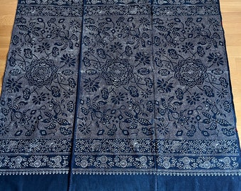 Batik denim vintage / 230 cm x 64 cm, tissu teint à l'indigo vintage chinois vintage, KATAZOME, tenture murale vintage, rideau de porte, décoration murale