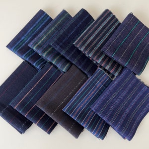 10 pcs Vintage Stripe Fabric Bundle / Vintage Scrap Fabric / Boro denim patch / Scrap Pack / Patchwork fabric bundle / Fabric swatches