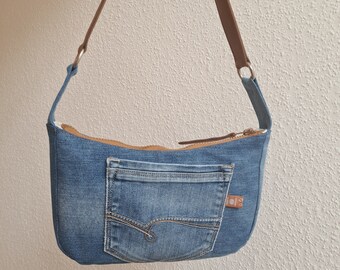 Handtasche Clutch Umhängetasche Schultertasche Jeanstasche upcycle Tasche aus Jeans