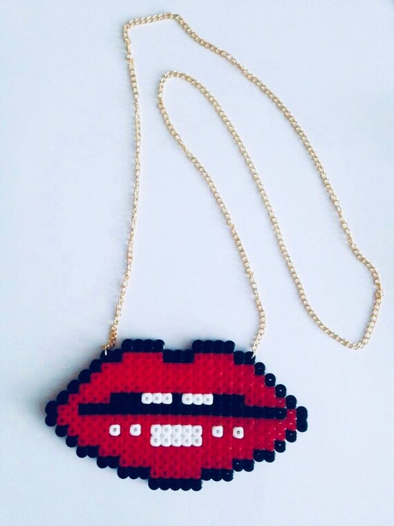 Lips Necklace Hama Beads | Etsy Denmark