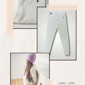 Merino wool leggings/Pant Cream White Merino 100% wool Supersoft Long Pant image 1