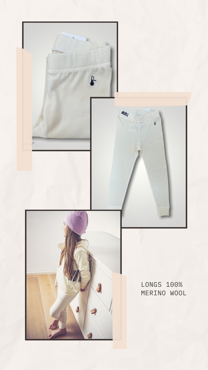 Merino wool leggings/Pant Cream White Merino 100% wool Supersoft Long Pant image 1