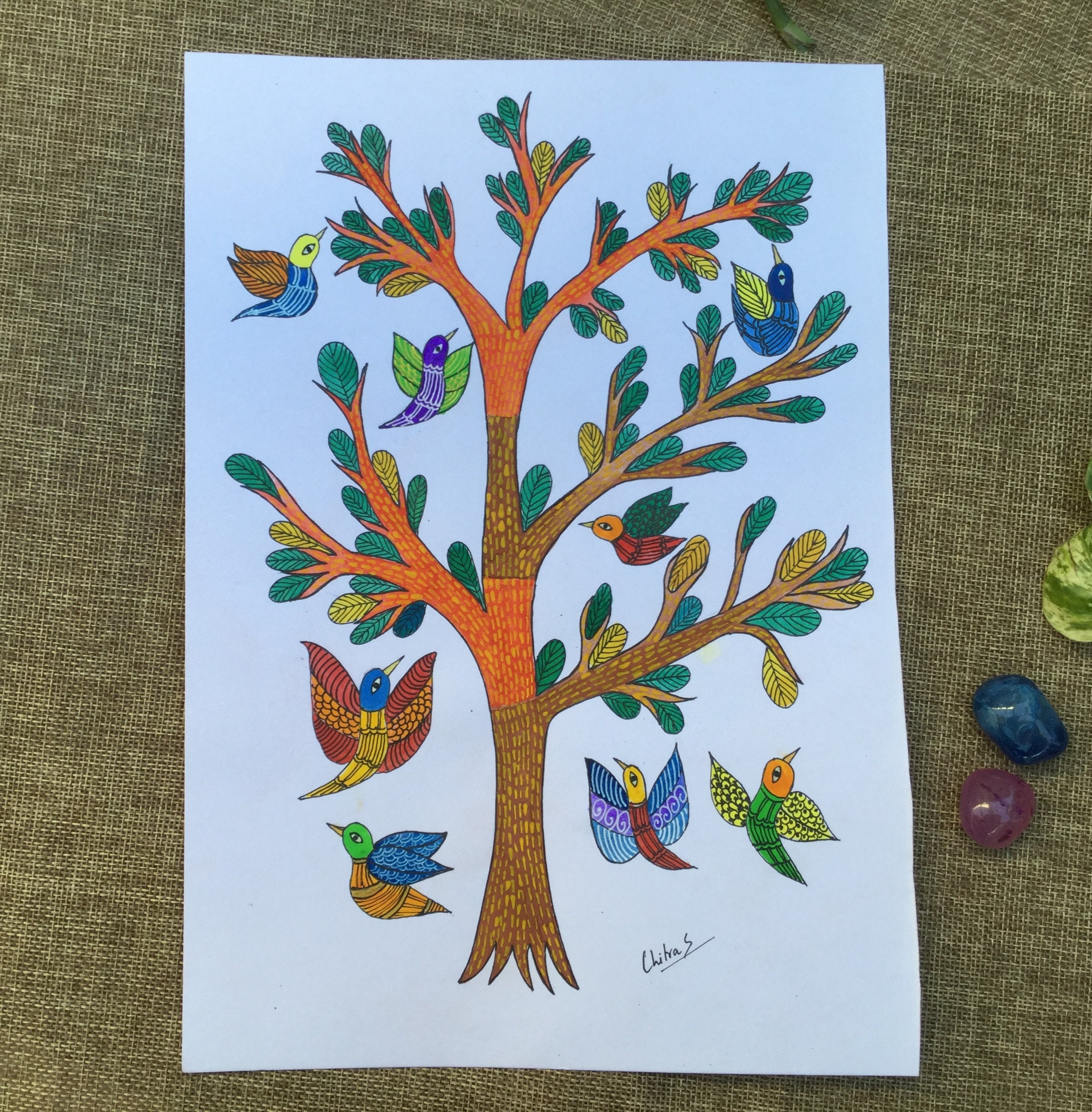 Tree of Life gond Art Indian Art Etsy