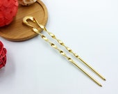 Bun Holder, French Hair Pin, Brass Hairpin, 2 Prong Hair Fork, U Shape Hair Stick, Gold Hair Fork, Perfect Gift for Her