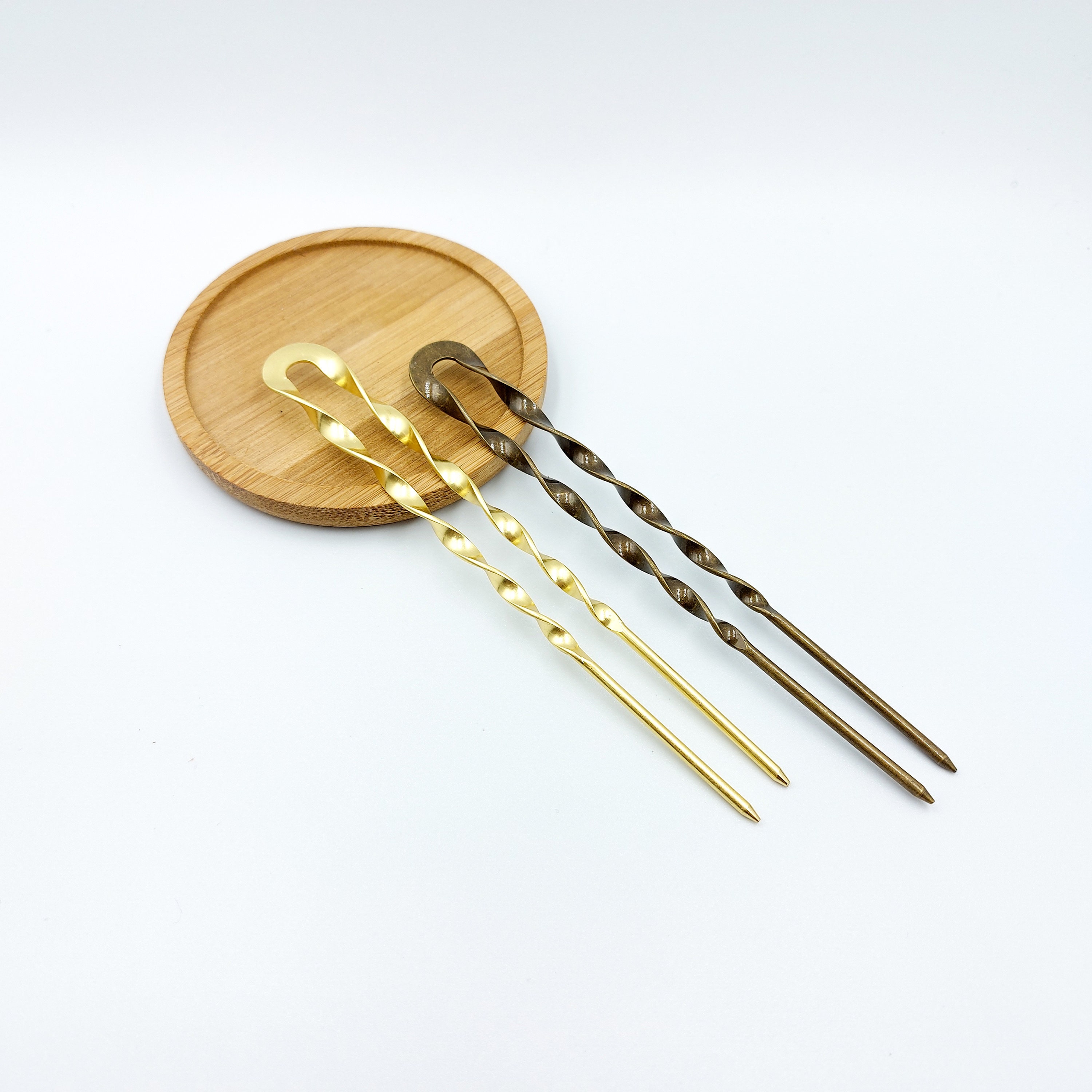 Bun Holder French Hair Pin Brass Hair Pin 2 Prong Hair Etsy