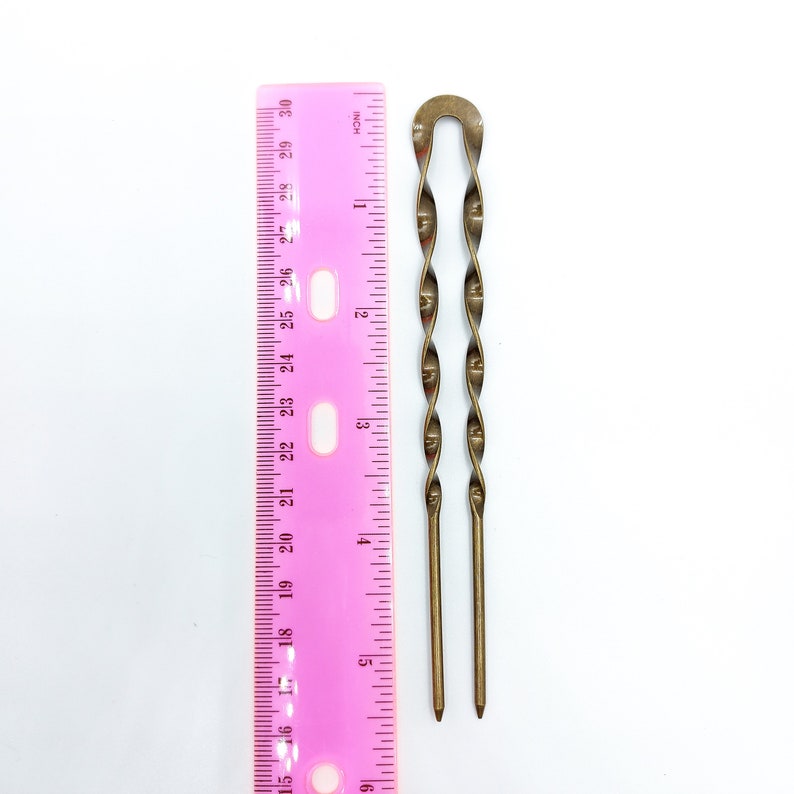 Bun Holder French Hair Pin Brass Hairpin 2 Prong Hair Fork Etsy