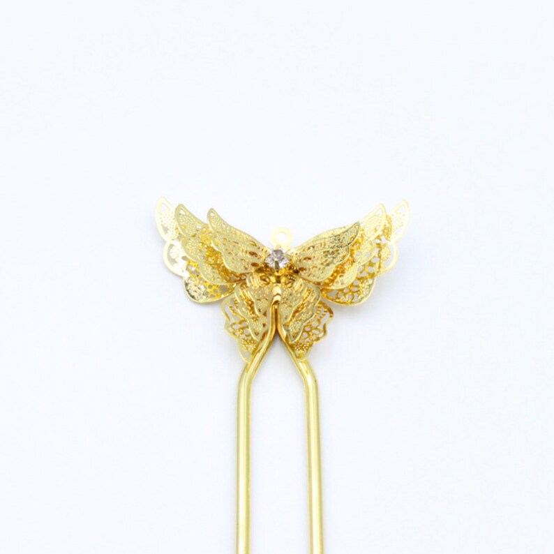 Butterfly Hairpin Bun Holder French Hair Pin Brass Hairpin Etsy