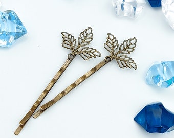 Leaf Bobby Pins, Antique Bobby Pins, Antique Hair Pins, Set de 2 Bobby Pins, Unique Hair Clip, Leaf Hairpins, Wedding Bridesmaids Gift