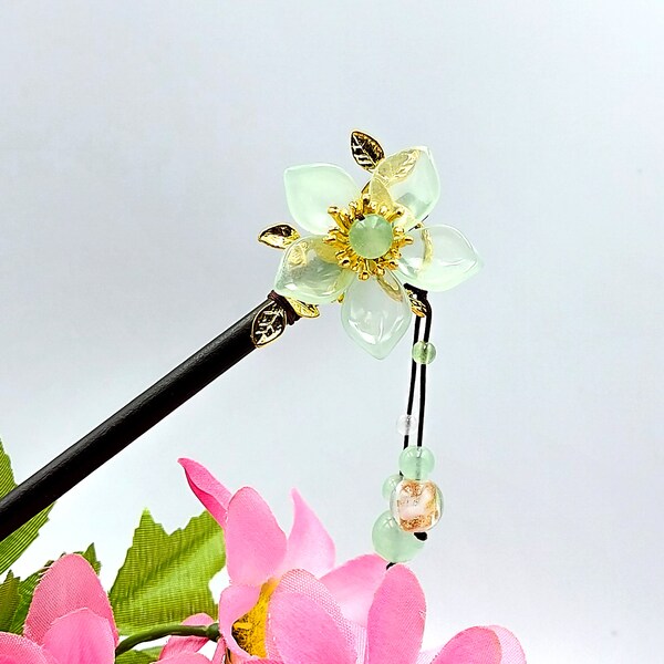 Flower Hair Stick, Wood Hair Stick, Wooden Hair Stick, Wooden Hair Fork, Hair Chopstick, Flower Hairpin, Wood Hair Pin, Perfect Gift for Her