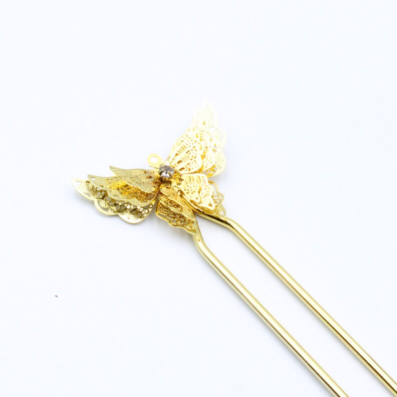 Butterfly Hairpin Bun Holder French Hair Pin Brass Hairpin Etsy