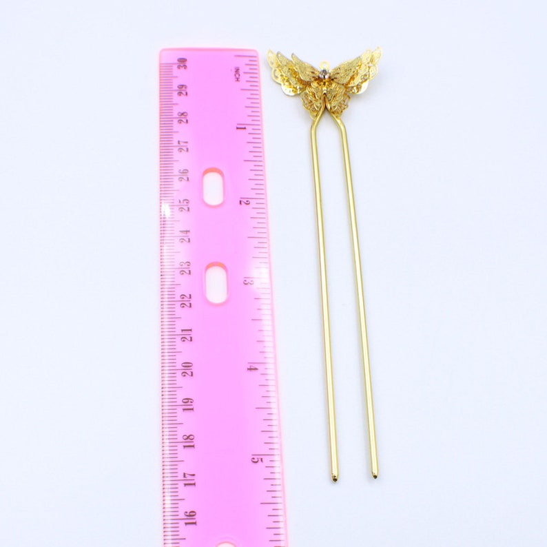 Butterfly Hairpin Bun Holder French Hair Pin Brass Hairpin Etsy