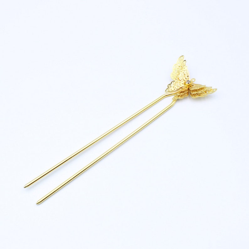Butterfly Hairpin Bun Holder French Hair Pin Brass Hairpin Etsy