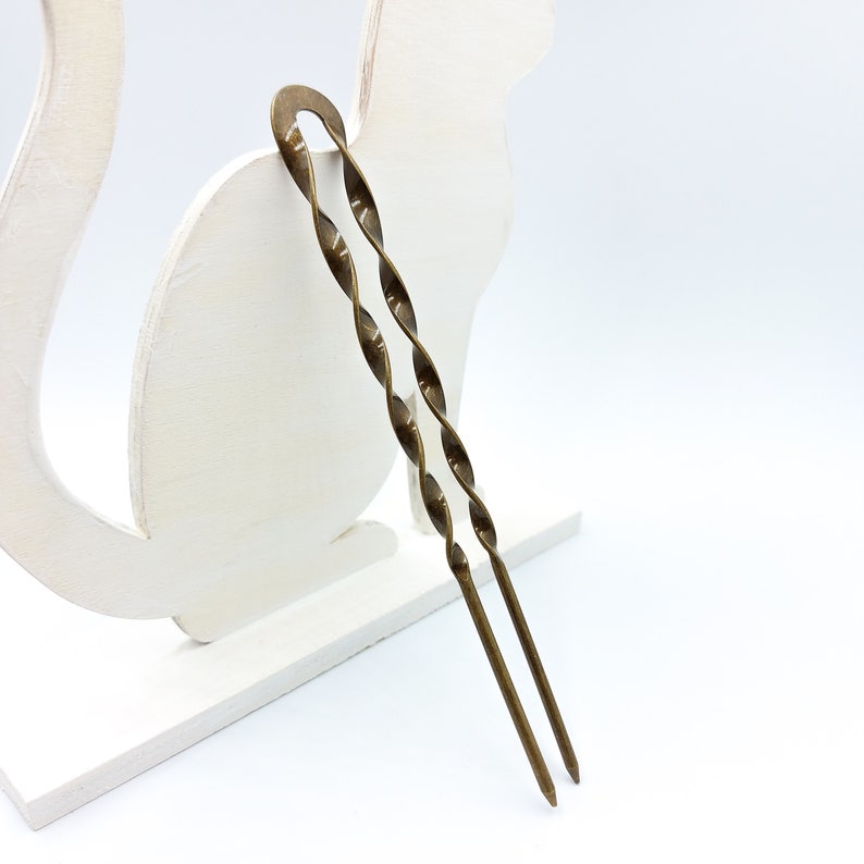 Bun Holder French Hair Pin Brass Hairpin 2 Prong Hair Fork Etsy