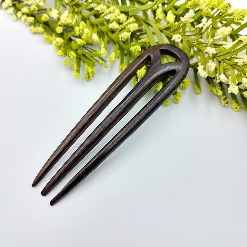 Wooden Hair Fork Wood Hair Fork Handmade Natural Ebony Etsy