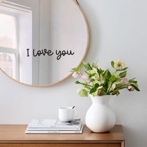 Sticker miroir Je t'aime. Sticker Affirmation quotidienne, inspiration, ondes positives et citation motivante. Cadeau parfait pour la Saint-Valentin.