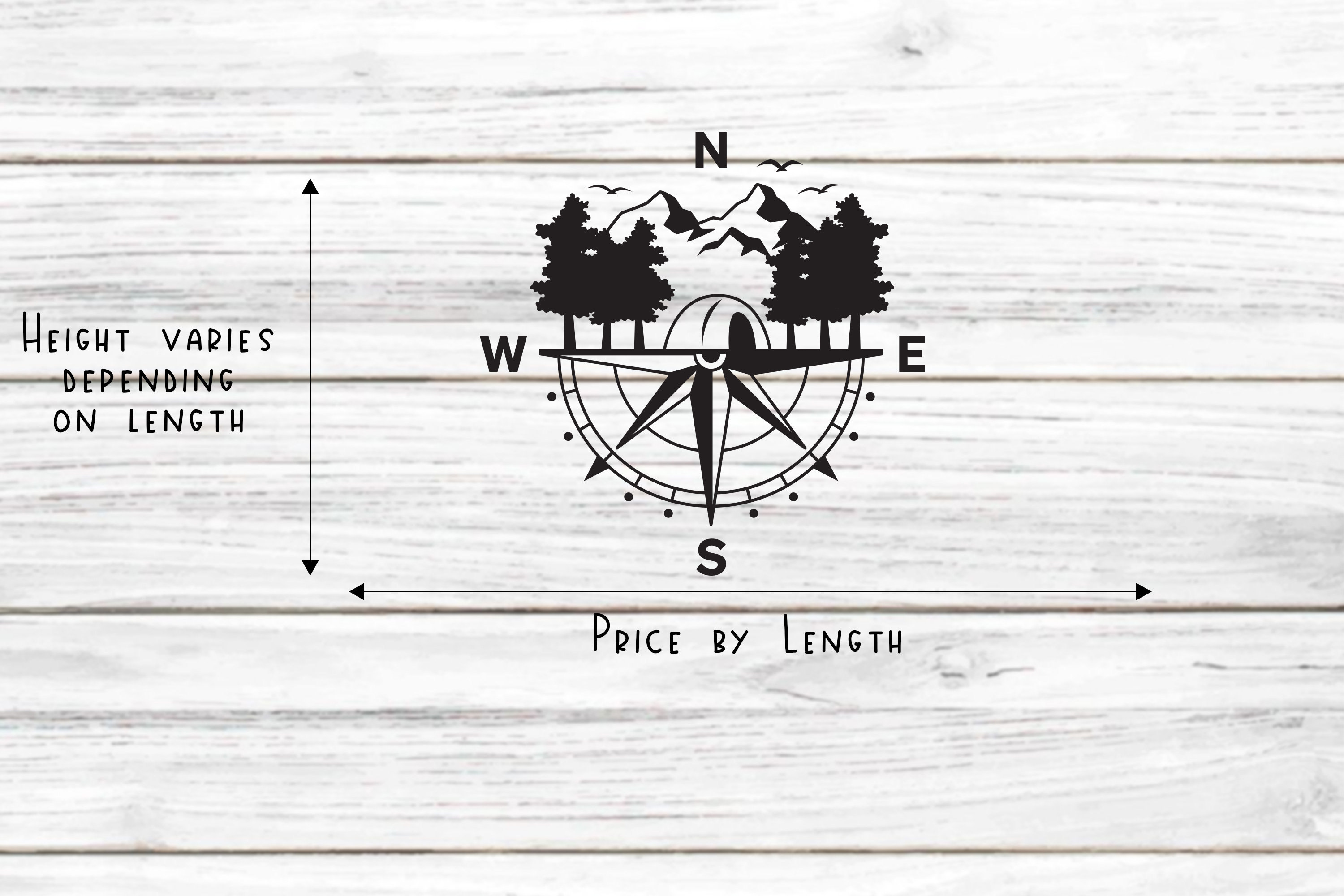 Vintage Kompass Wandaufkleber – Selbstklebend, Abziehbar & Personalisierbar (42x43 Cm, Schwarz)