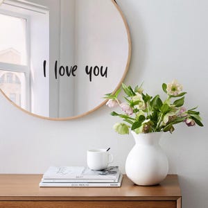Sticker miroir Je t'aime. Sticker Affirmation quotidienne, inspiration, ondes positives et citation motivante. Cadeau parfait pour la Saint-Valentin.