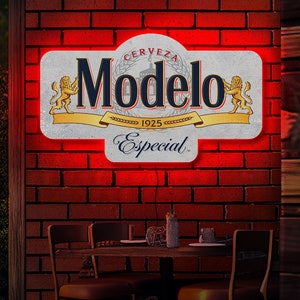 Modelo logo sign, Modelo beer labels sign, Modelo led sign, Modelo neon sign, Modelo light up sign, Beer neon sign, Bar led sign