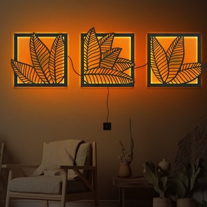 Leaves Wood Wall Decor, Tropical Wall Panel, Wooden Wall