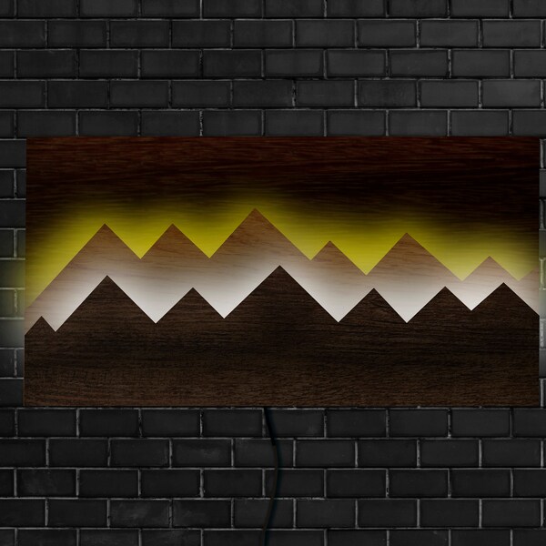 Mountain Wall Art Light Up Etsy