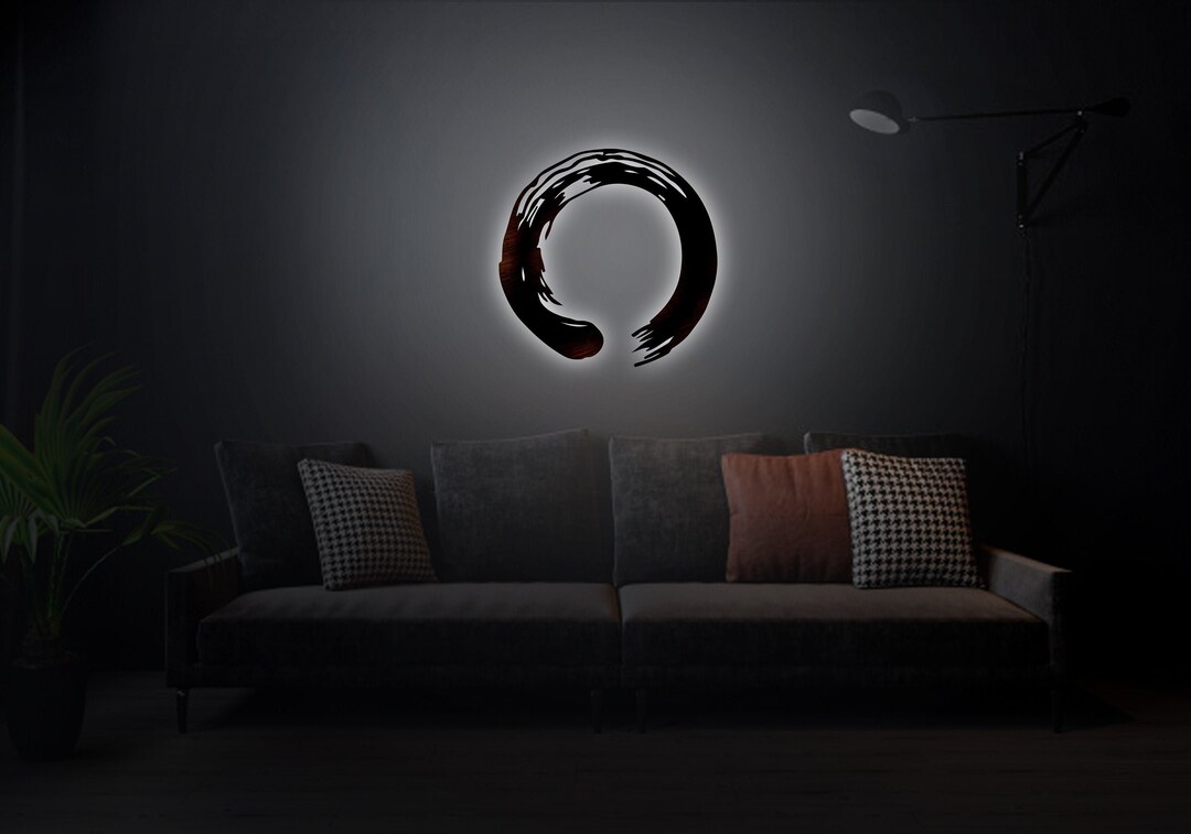 Enso Circle Wall Art With Led, Zen Circle Wall Art, Wall Led Lighted ...