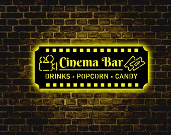 Cinema neon sign, Cinema bar neon sign, Cinema light, Cinema wall sign, Movie led sign, Cinema led sign, Cinema decor, Custom cinema sign