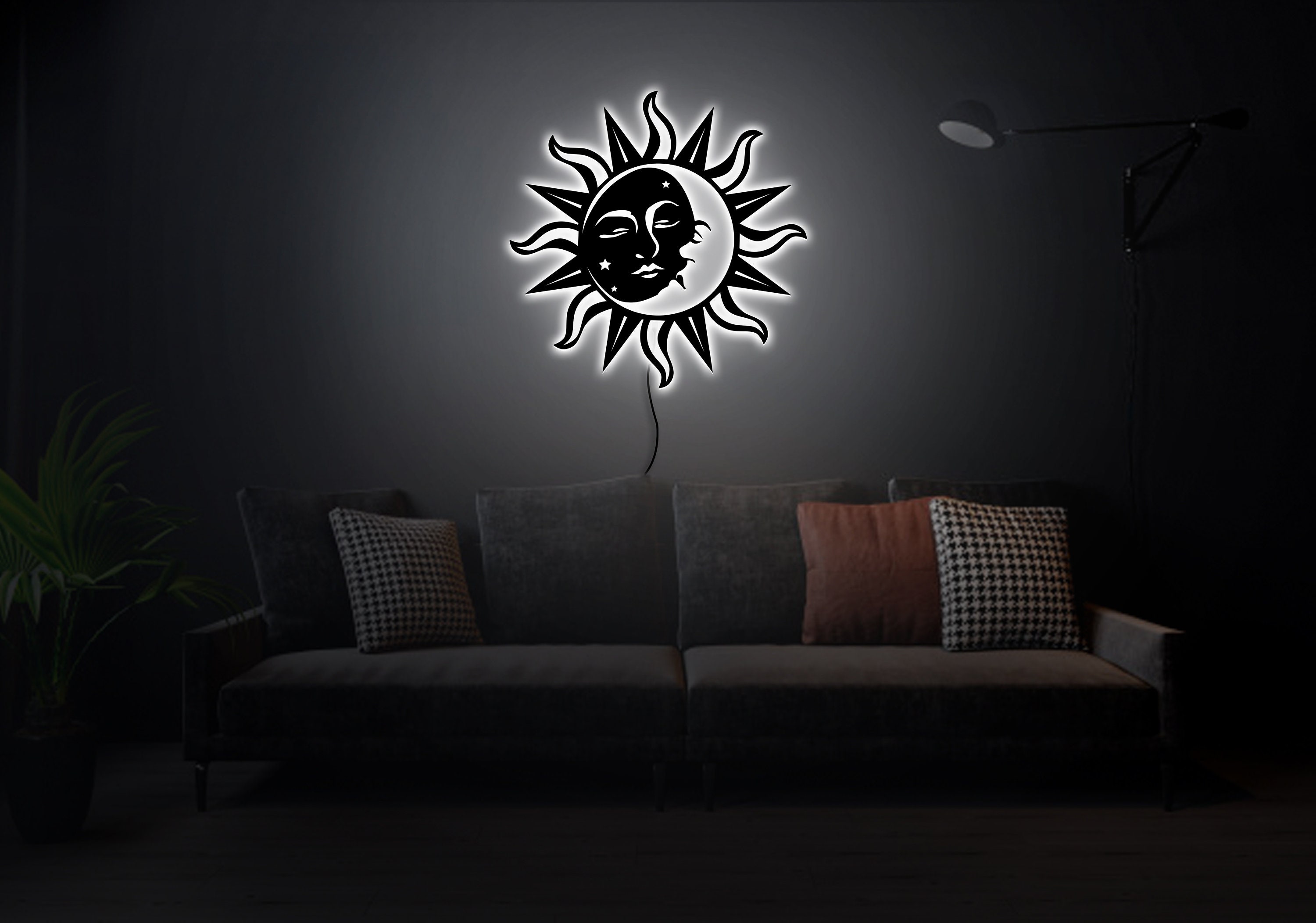 Sun and Moon Light up Sign Sun Wall Art Led Light moon Wall Decor