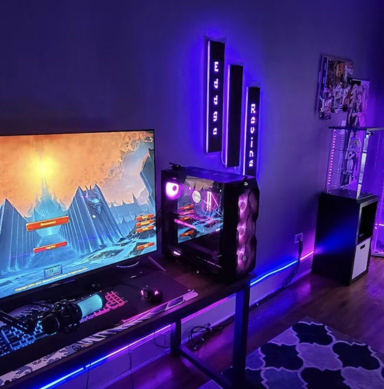 Download Gaming Room Fancy Led Lights Wallpaper