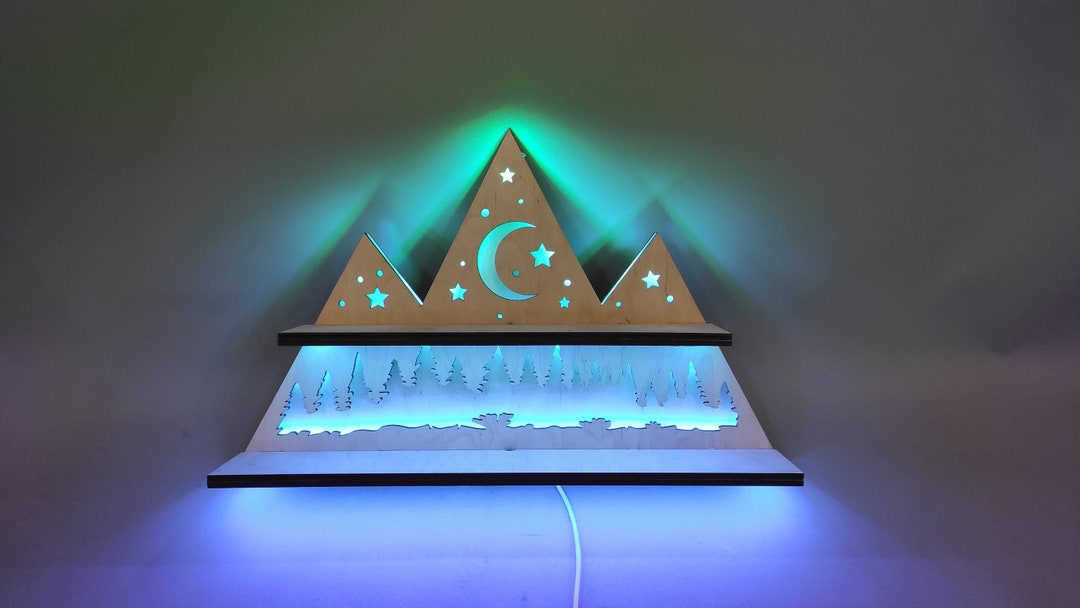 Wooden Mountain Shelf Mountain Shelf Decor Wooden Crystal Etsy