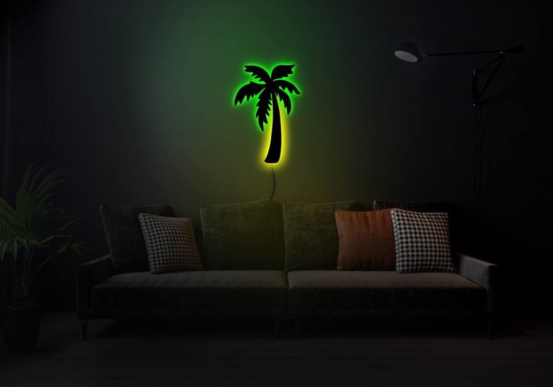 Palm Tree Wood Art, Palm Tree Light Sign, Palm Tree Led Decor, Palm Tree Wall Art, Palm Tree