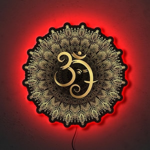 Om Neon Schild, Om LED-Licht, Om Leuchtschild, Om Symbol Dekor, Mandala LED-Wandkunst, Yoga Leuchtreklame, Om Wanddekoration mit Beleuchtung, Om Lampe