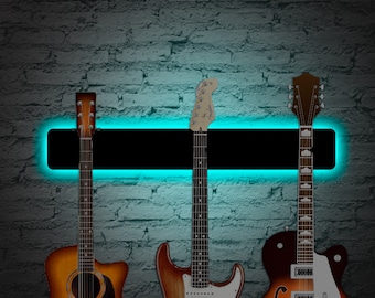 Lighted guitar hanger Guitar hanger wall mount Electric guitar wall hanger Guitar holder neon sign Wall guitar hanger Guitar neon sign