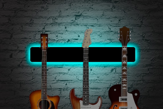 Guitar Hanger With Lights, 3 Guitar Wall Mount, Guitar Holder for