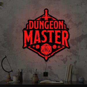 Dungeon Master neon sign, Dnd neon sign, Game room neon sign, Dungeons and dragons led sign, Dice neon sign, Dungeon Master wall art