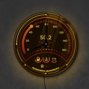 Speedometer led wall clock,Garage wall clock,Car speedometer neon clock,Auto shop lighted clock,Racing wall clock decor,Sport Bar wall clock