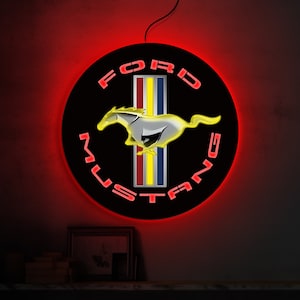 Ford Mustang neon sign, Ford neon light, Ford Mustang logo light up sign,Mustang led sign,Garage neon sign,Man cave led sign,Ford wall decor
