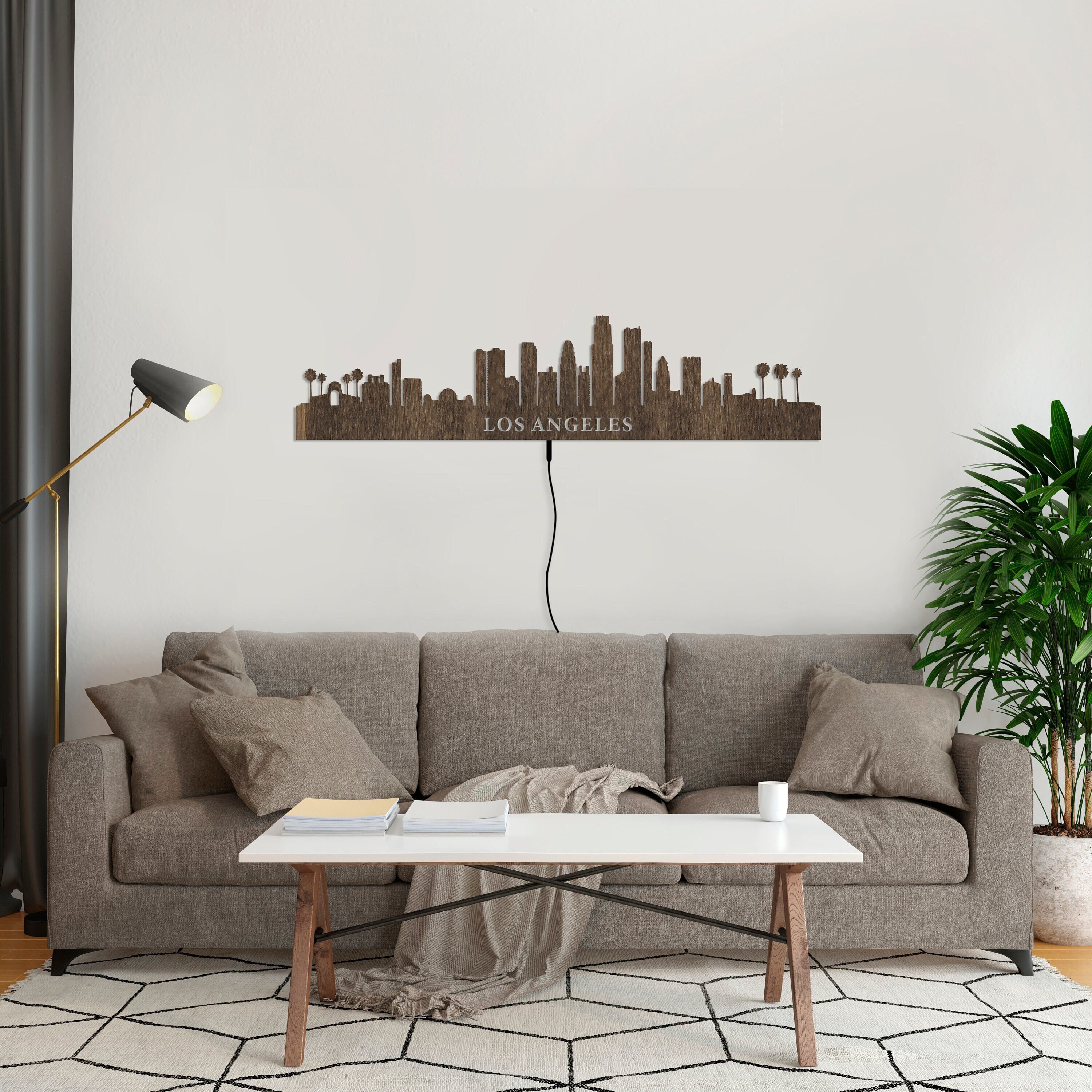 Los Angeles Skyline Wall Art Los Angeles Wood Sign Los Etsy
