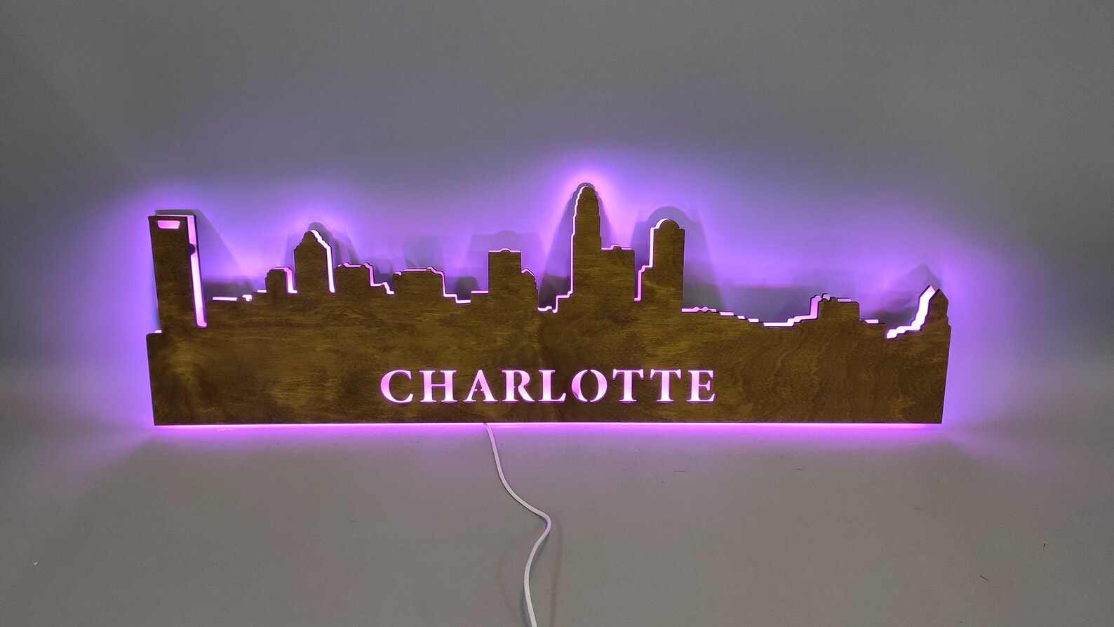 Houston Neon Signhouston Skyline Led Signwooden Houston Neon Etsy