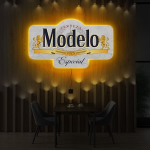 Modelo Beer Sign, Mexican Beer Sign, Light Up Beer Sign, Bar Wall Sign, Man Cave Beer Sign, Garage Bar Sign, Pub Led Wall Deco